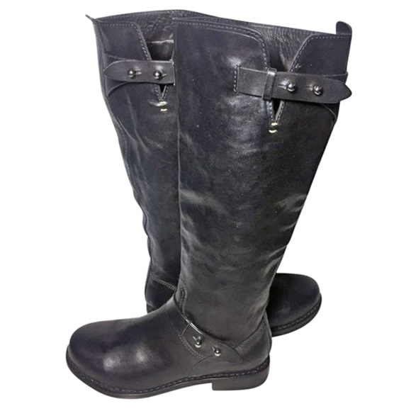 Rag and Bone Knee High Moto Black Boots Size
